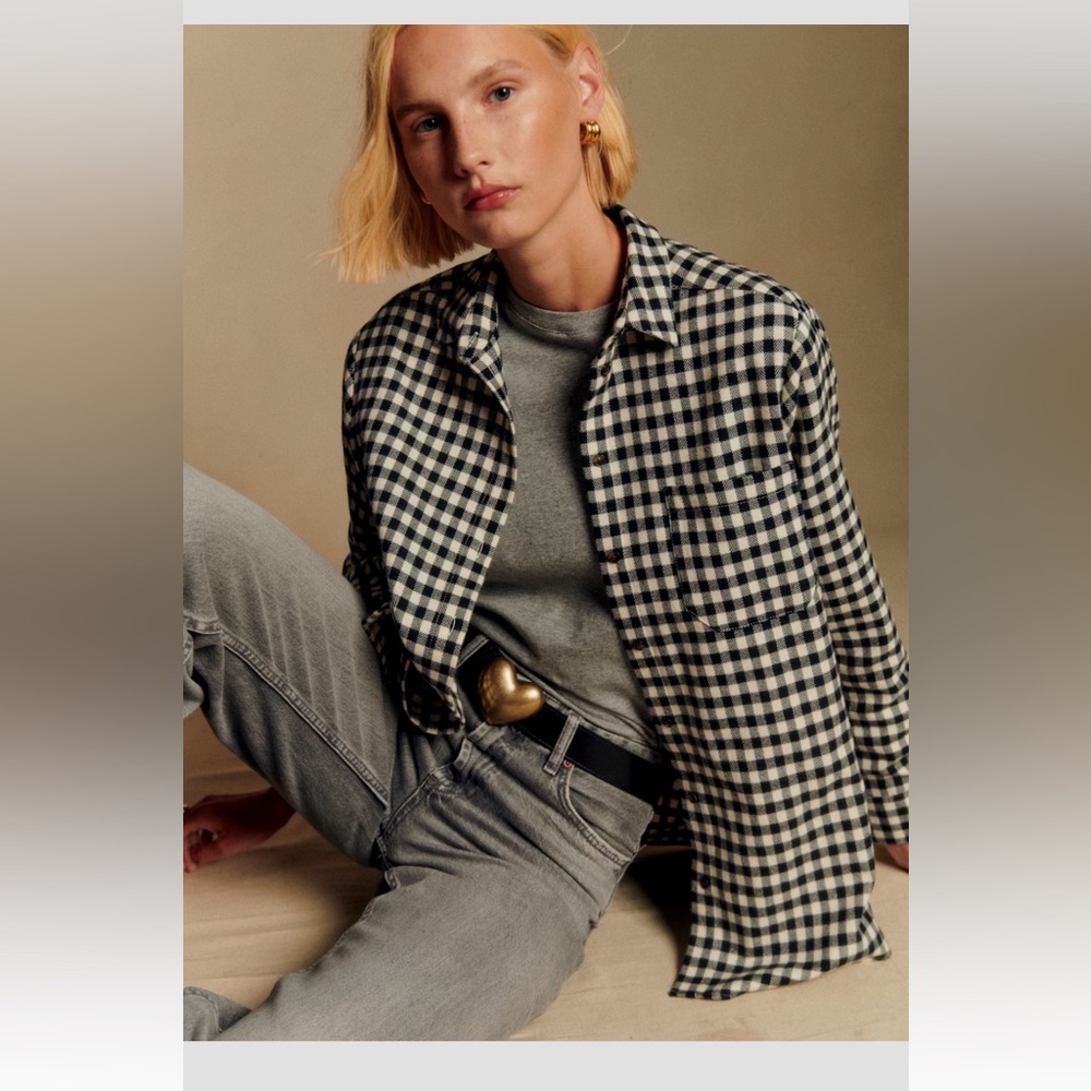 Sézane Max black gingham shirt